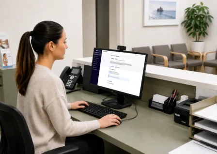 GP Clinic practice manager processing a claim from the practice browser via Tyro Health Online